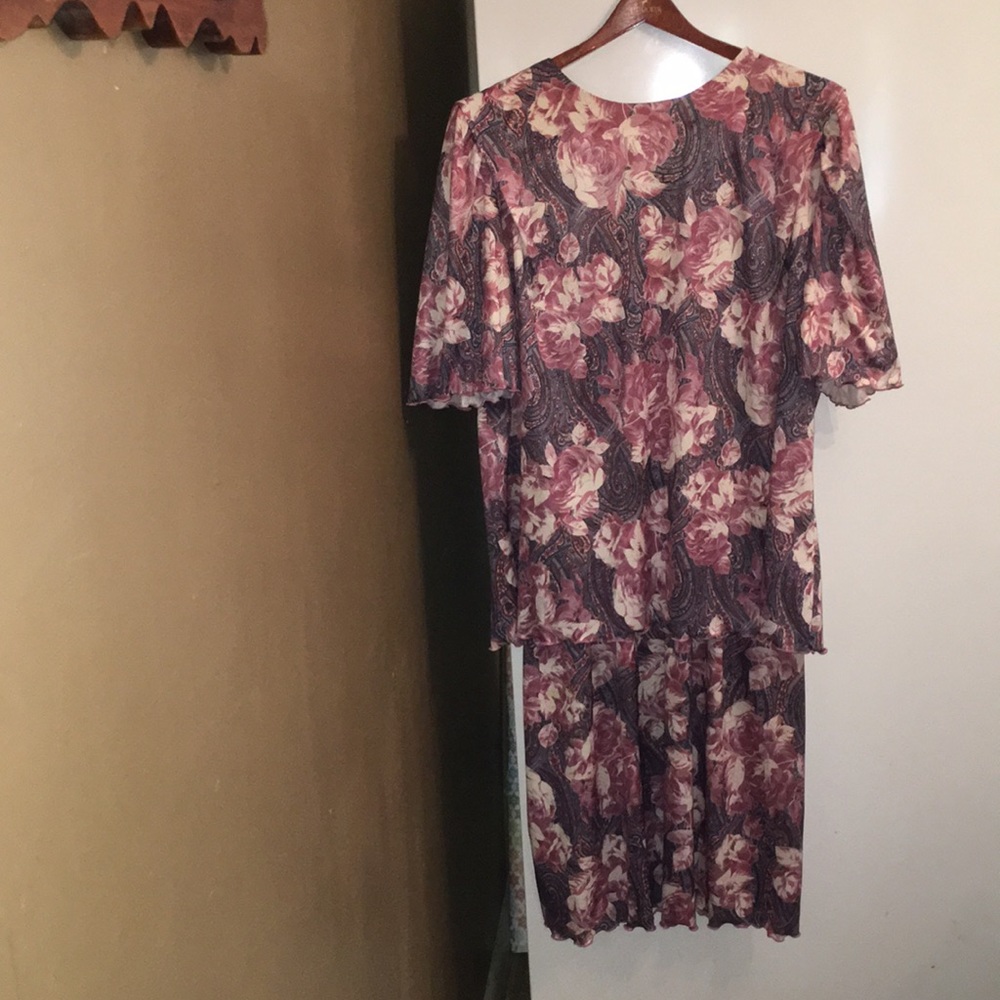 Vintage ladies short sleeve mock 2-piece Dress